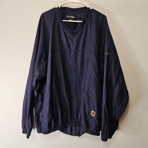 Footjoy FJ Pullover Windreaker Mens XL Solid Navy Blue V Neck Jacket Golf